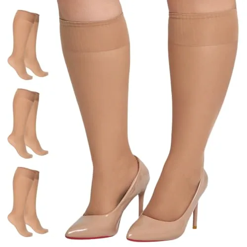 Plus-Size 15D Trouser Socks, Natural Nude