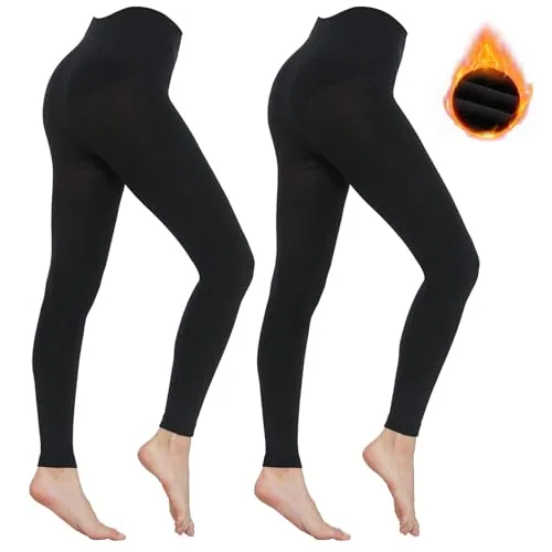 400D Footless Tights, 2 Pairs, Black