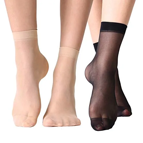 Ankle Socks, 12 Pairs, Black, Nude