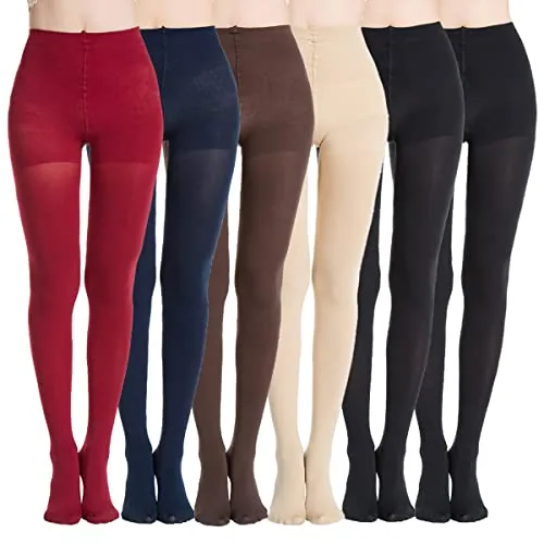 70D Control-Top Opaque Tights, 6 Pairs, 2 Black, 1 Nude, 1 Navy Blue, 1 Wine Red, 1 Coffee