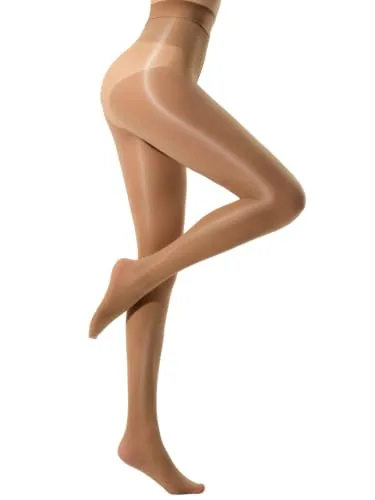 20D High-Waist Shimmer Tights, Brown