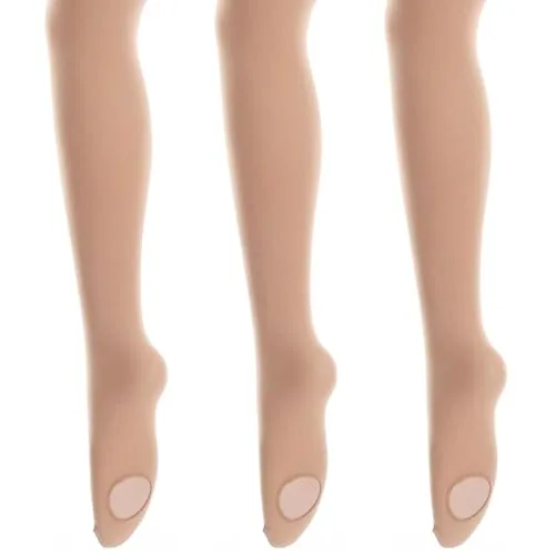 40D Convertible Dance Tights, 3 Pairs IV, Natural Nude