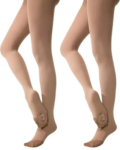 Convertible Dance Tights, 2 Pairs, Light Toast