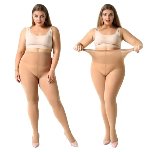 Plus-Size Control-Top Pantyhose, 2 Pairs III, Tan