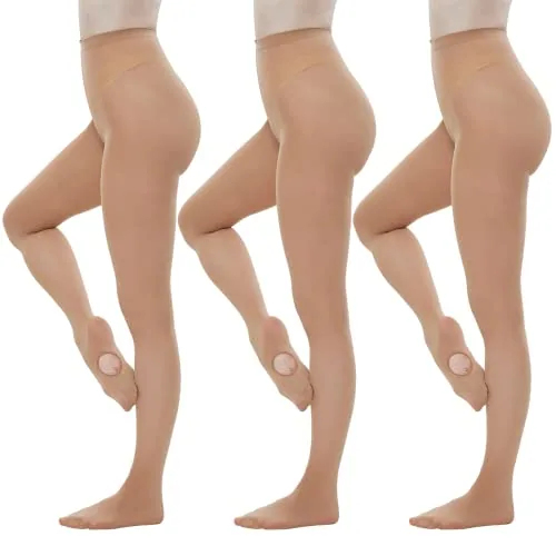 40D Convertible Dance Tights, 3 Pairs, Sjus-caramel