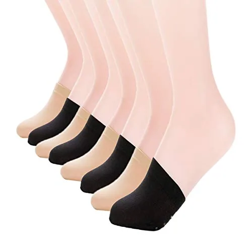 Toe Toppers, 8 Pairs II, Black And Nude