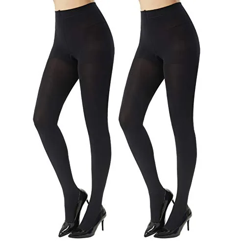 120D Control-Top Opaque Tights, 2 Pairs III, Black