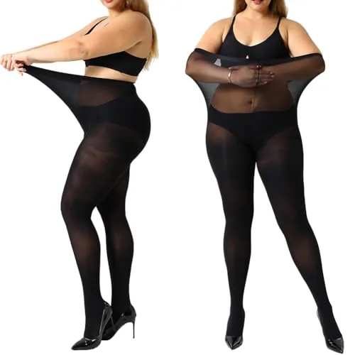 Plus-Size Control-Top Pantyhose, 2 Pairs, Black