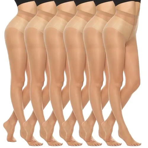 20D Control-Top Pantyhose, 6 Pairs, Natural