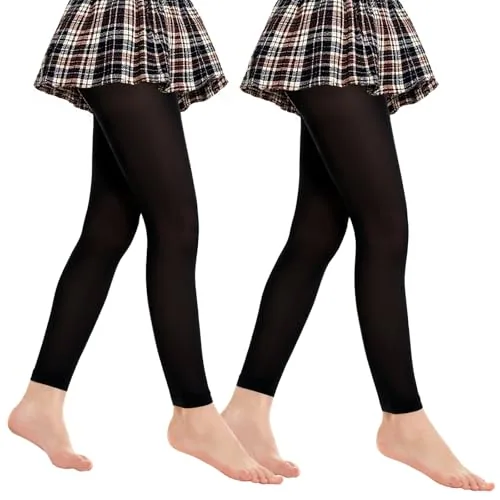 Girls' Dance Tights, 2 Pairs, Black