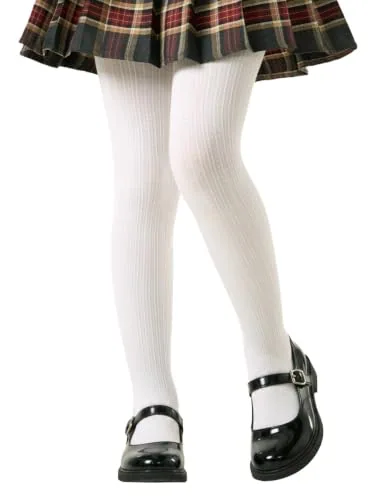 Girls' Patterned Tights, White
