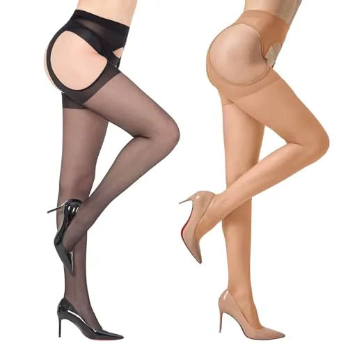 30D Thigh Highs, 1 Natural Nude + 1 Black